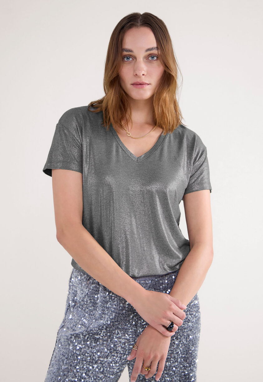 Summum Metallic Coated Jersey Top