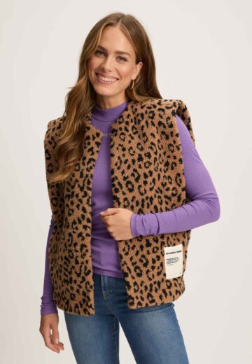 Colourful Rebel Yoni Leopard Teddy Gilet