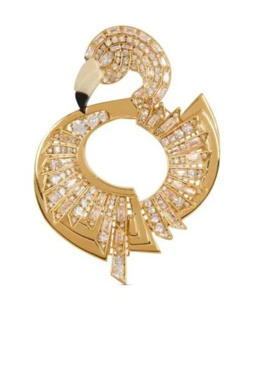 Balmain Charms - Flamingo Crystal-Embellished Brooch in gold