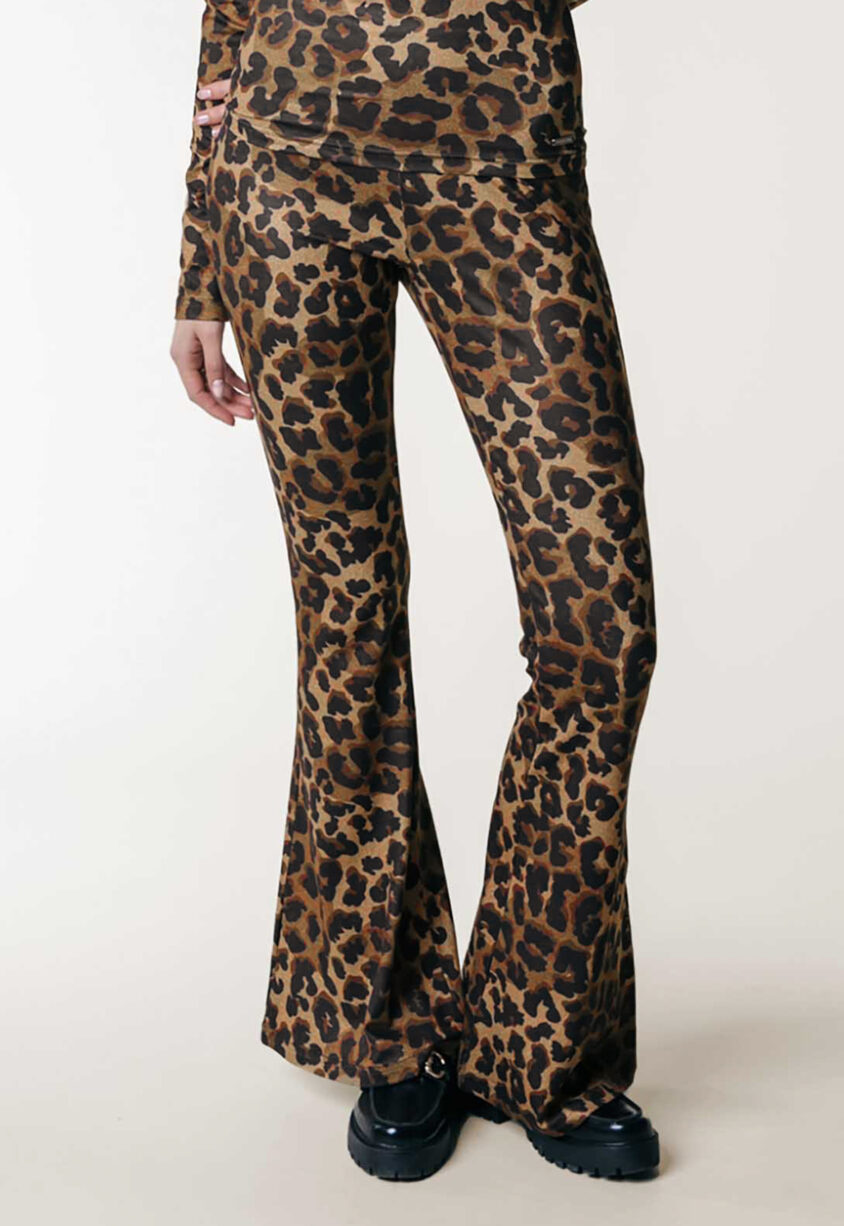 Colourful Rebel Leopard Peached Extra Flare Broek