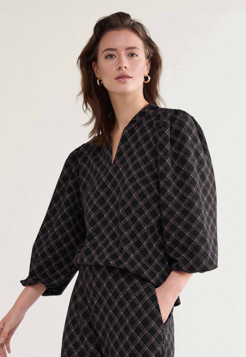 Summum Diagonal Check Blouse