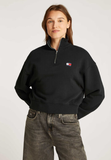 Tommy Jeans Boxy Cropped Badge 1/4 Zip Sweater