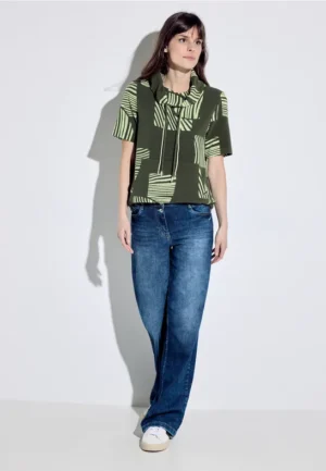 T-shirt met zeer ruime kraag