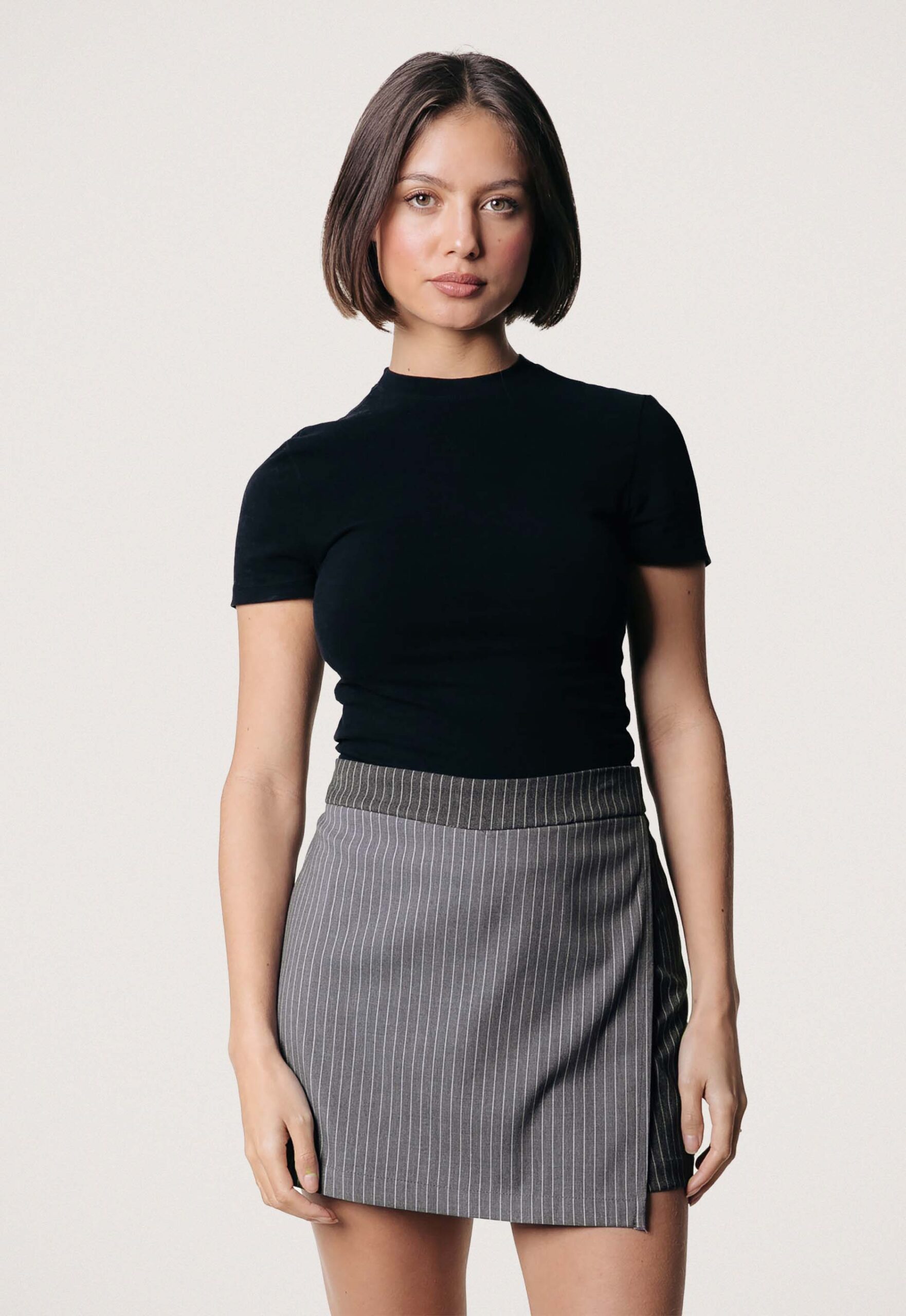 Colourful Rebel Ella Pinstripe Two Tone Skort