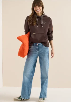 Hoodie met decoratieve stiksels