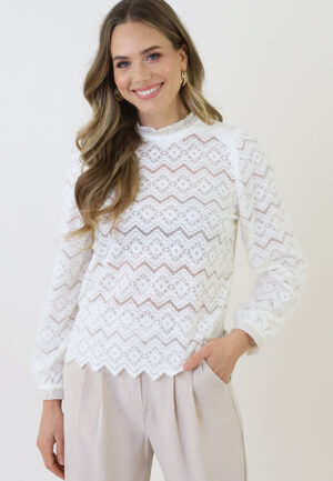 Lace Mesh Blouse Off White