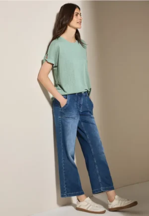 Linnen look shirt met glitter