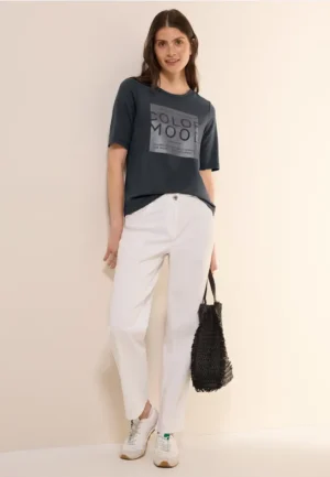 Zacht shirt met folieprint