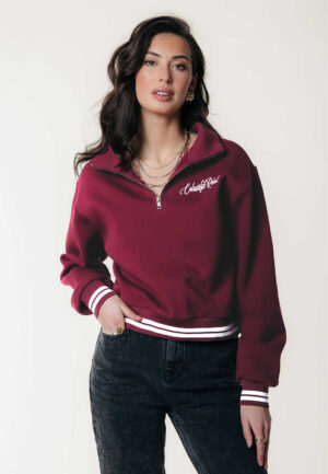 Colourful Rebel Striped Cuff Zip Sweater