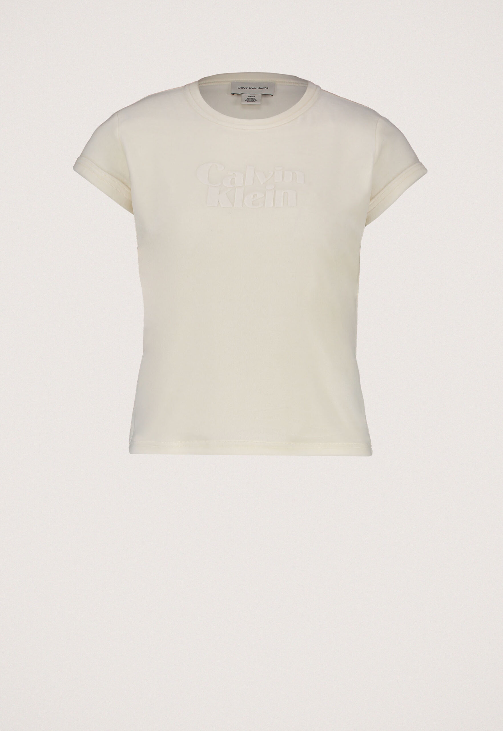Calvin Klein Slim Velours T-Shirt Met Grafisch Logo In Reliëf