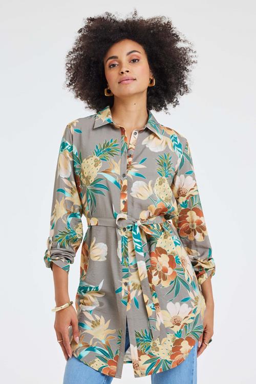 Tunic Jolie Taupe Rising sun print