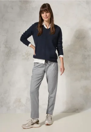 Broek met gemêleerde look