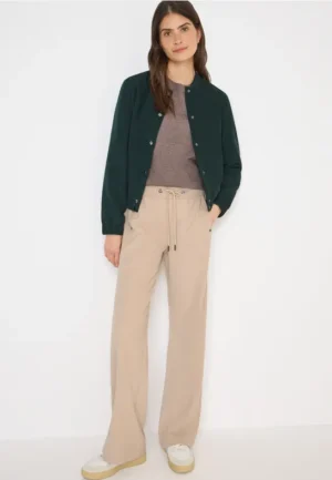 Broek met wijde pijpen in keperstof