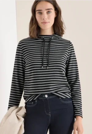 Gestreept funnelneck shirt