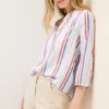 Gestreepte blouse met gespleten hals