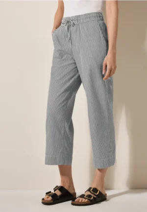 Gestreepte seersucker broek