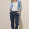 Jeans met krijtstreeplook