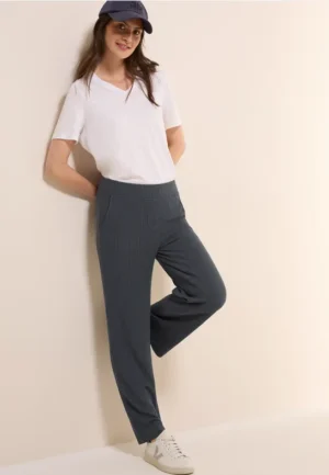 Jersey broek met geribde structuur