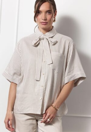 Studio Anneloes Carmen Stripe Blouse 12813 Blouse 2211 Latte/off White