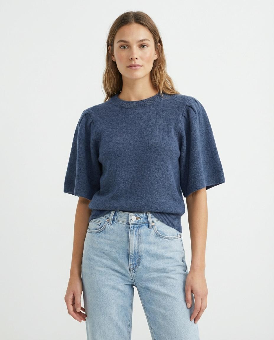 Msch Copenhagen Mschjinie Hope 2 4 Pullover 19606 Trui Korte Mouw Vintage Indigo