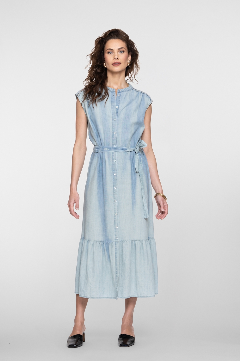 Geisha Dress Chambray & Tape 67050-70 Jurk 635 Jeansblue