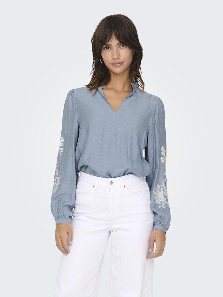 Only Onlnew Malou L/s Emb Top Wvn Cs 15344970 T-shirt Lange Mouw 5071482 Faded Denim