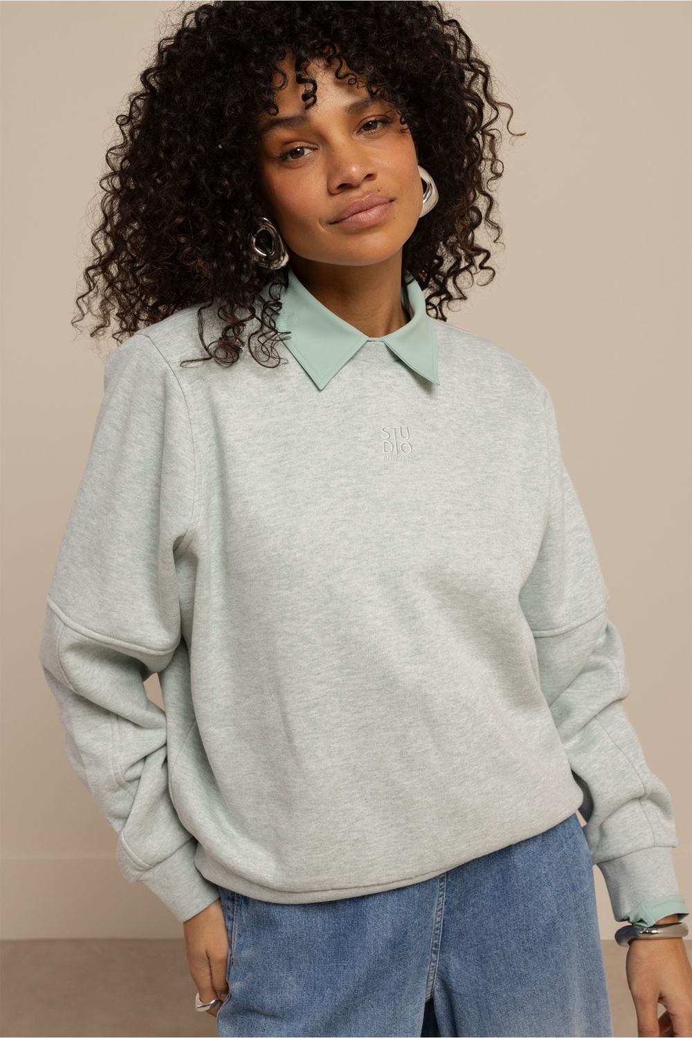 Studio Anneloes Pleuni Studio Sweater 13605 Sweater 7700 Light Sage Green