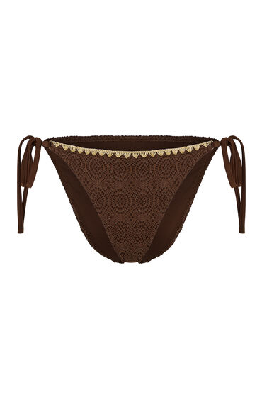 Hunkemöller Cheeky Tanga Bikinibroekje Crochet Bruin - Afbeelding 2