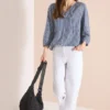 3/4 mouw blouse met gestreept patroon