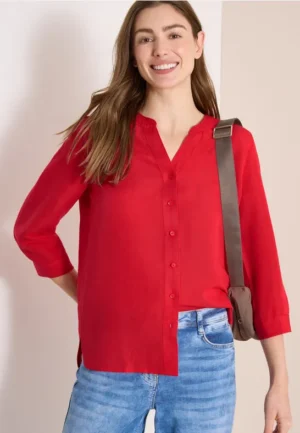 3/4 mouw blouse van linnenmix