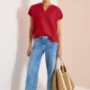 3/4-mouwen blouse met gespleten hals