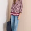3/4-mouwen blouse met grafisch patroon