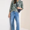 3/4-mouwen blouse met patchworkprint