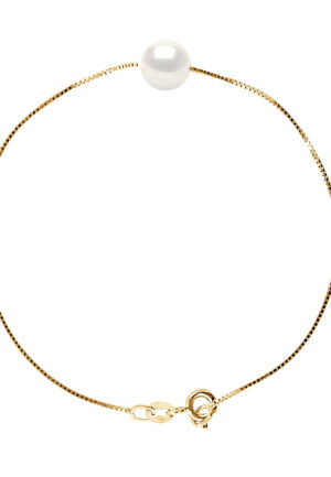 Armband Gekweekte Pearl Zoetwater 8-9mm Wit Geel gouden ketting Venetiaanse