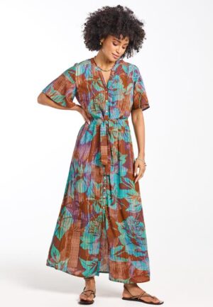 Dress Nova Brown Sunflare print