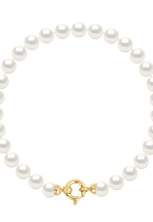 Armband Gekweekte Parels Zoetwater 6-7mm White Luxury Geel gouden gesp