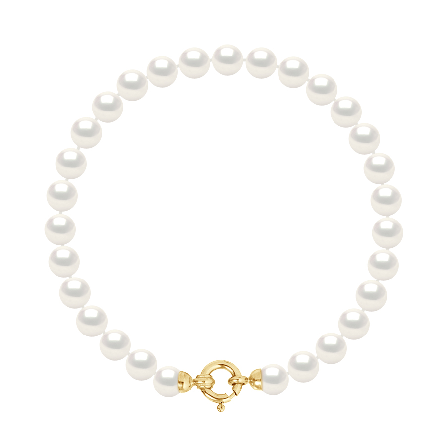 Armband Gekweekte Parels Zoetwater 6-7mm White Luxury Geel gouden gesp