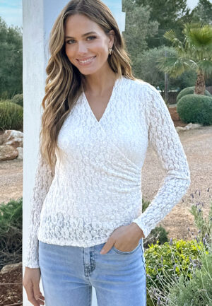 Asymmetrische Kanten Top Ecru