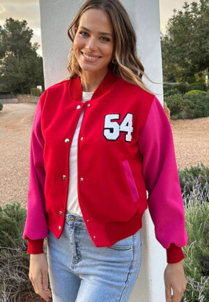 Baseball Patchwork Bomberjacket Fuchsia Red