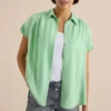 Basic blouse met overhemdkraag in effen kleur