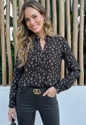 Alternative view of Bloemen Blouse Faye Zwart Wit
