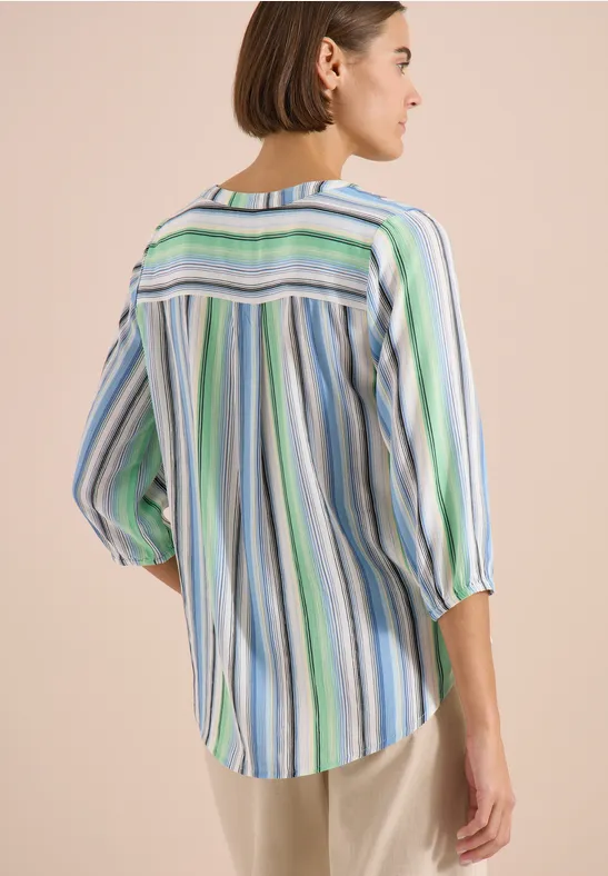 Blouse met 3/4 mouwen en meerkleurige strepen - Afbeelding 3