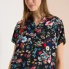 Blouse met gespleten hals en bloemenpatroon