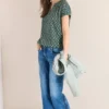 Blouse met gespleten hals en minimale print