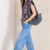 Blouse met gespleten hals en structuurmix