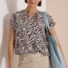 Blouse met gespleten hals en zebraprint