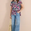 Blouse met hangende schouder en print -