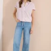Blouse met korte mouwen en gestreept patroon