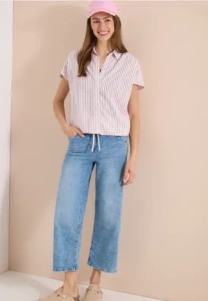 Blouse met korte mouwen en gestreept patroon