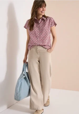 Blouse met korte mouwen en minimale print